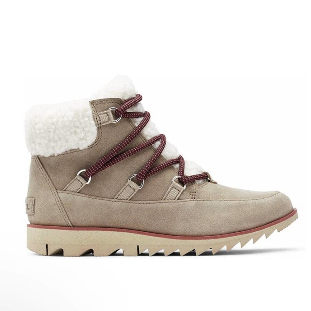 Sorel Women's Harlow Lace Cozy Waterproof Boot Omega Taupe/Ancient Fossil Size 5 - Picture 2 of 6
